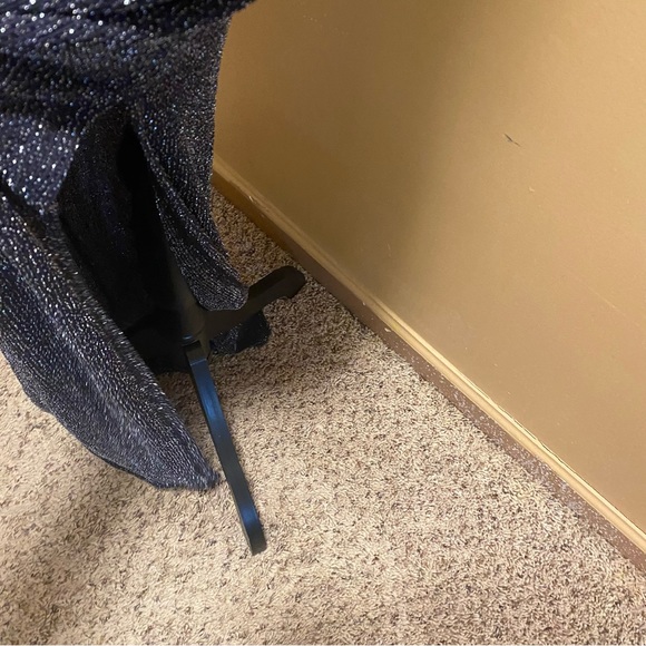 BCBG generation special occasion black shimmer metallic longslit dress sz XS NWT - Picture 3 of 11